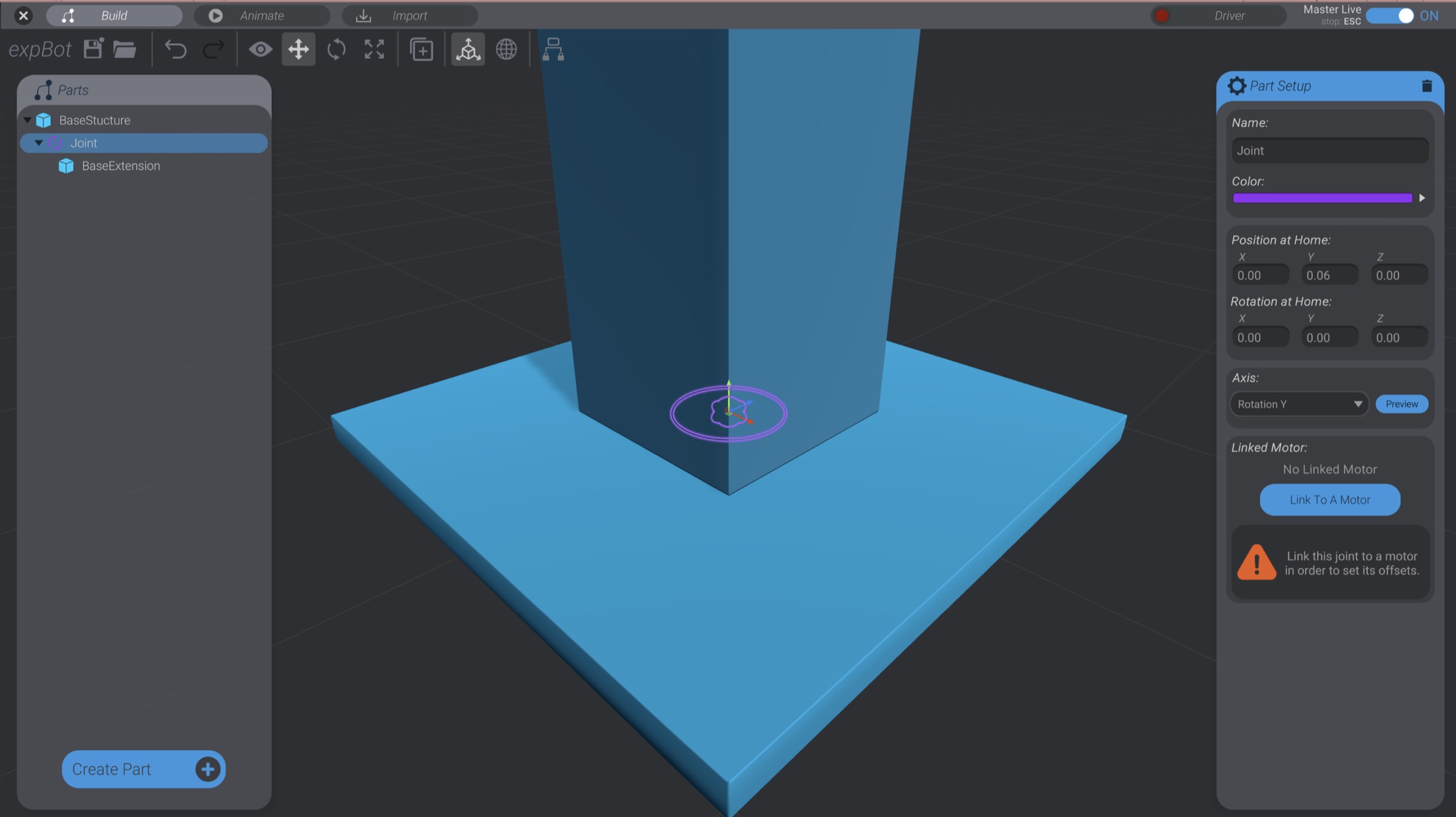 Screenshot: Initial Joints