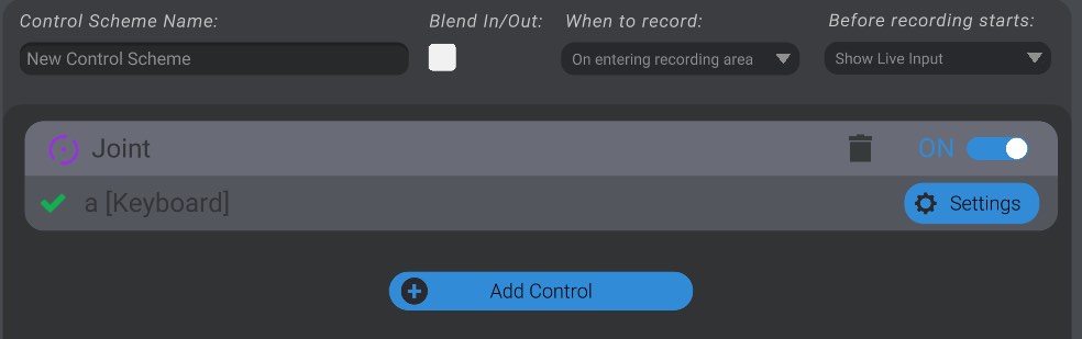 Screenshot: Individual Controls in the Control Scheme