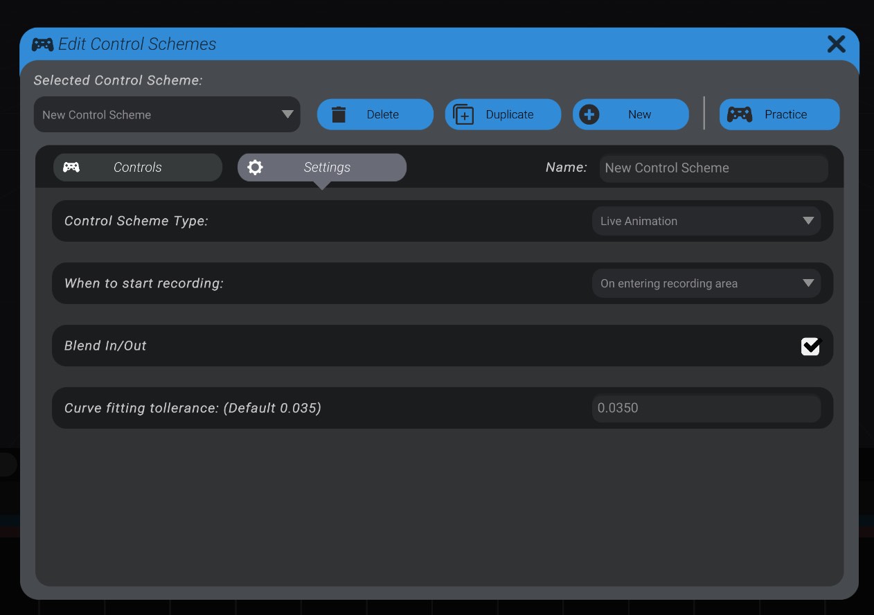 Screenshot: Control Scheme Settings